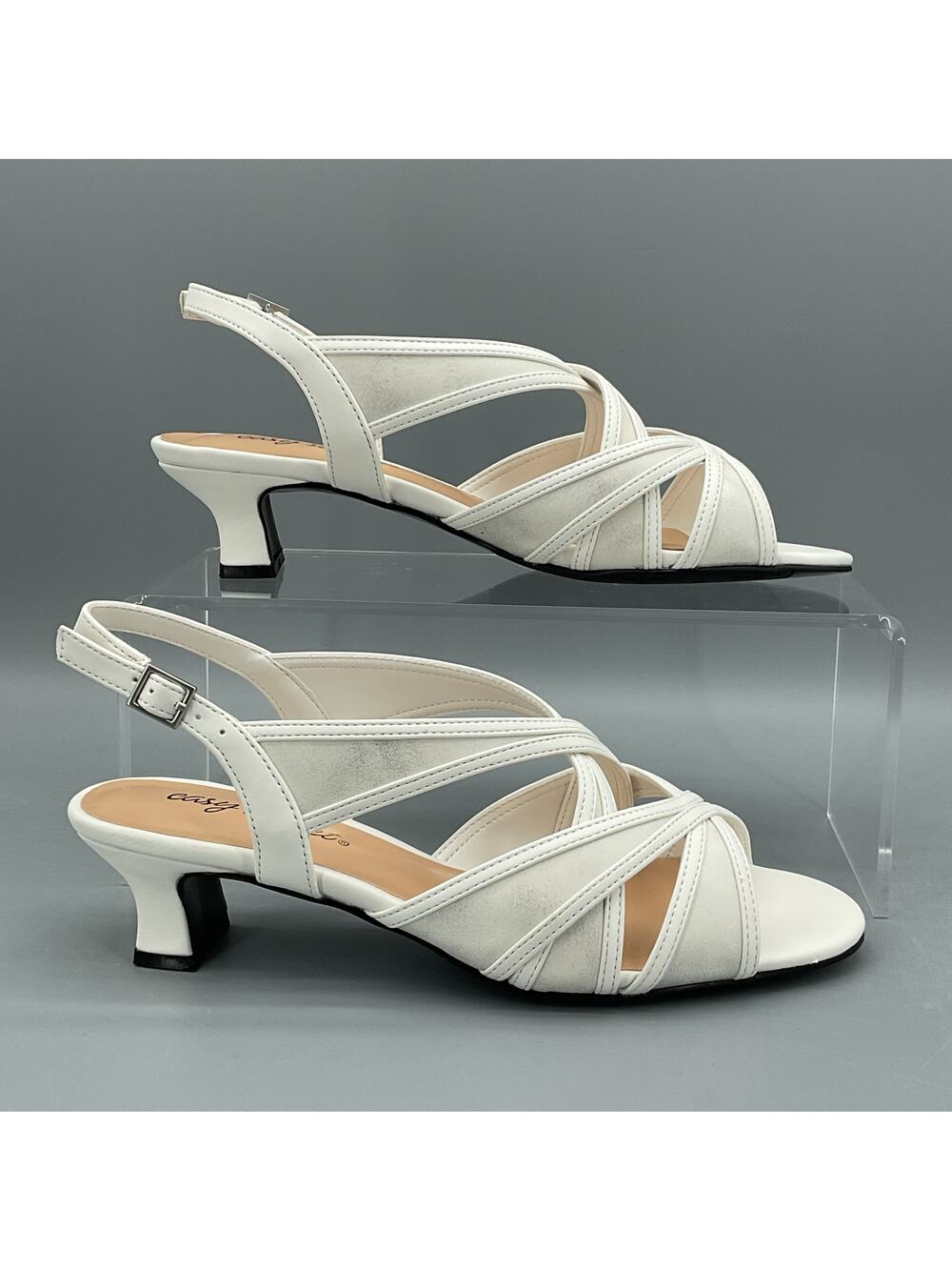 NEW Easy Street Women’s Tristen Dance Flex Outsole Sandals White Size 6.5N
